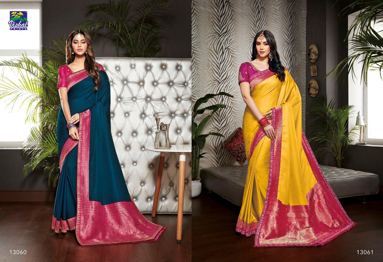 Isabella By Vishal Prints 13059 To 13070 Series Indian Traditional Wear Collection Beautiful Stylish Fancy Colorful Party Wear & Occasional Wear Silk Sarees At Wholesale Price