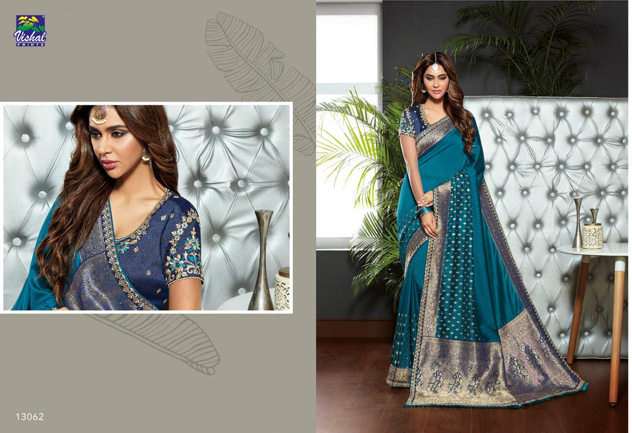 Isabella By Vishal Prints 13059 To 13070 Series Indian Traditional Wear Collection Beautiful Stylish Fancy Colorful Party Wear & Occasional Wear Silk Sarees At Wholesale Price