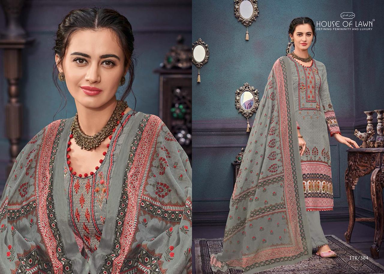 Itr By House Of Lawn 301 To 310 Series Suits Beautiful Stylish Fancy Colorful Party Wear & Occasional Wear Pure Jam Satin Print With Embroidry Dresses At Wholesale Price