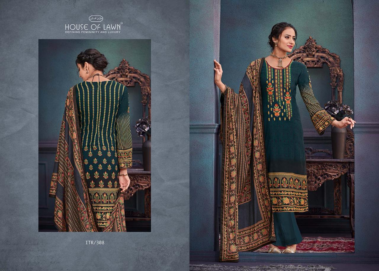 Itr By House Of Lawn 301 To 310 Series Suits Beautiful Stylish Fancy Colorful Party Wear & Occasional Wear Pure Jam Satin Print With Embroidry Dresses At Wholesale Price