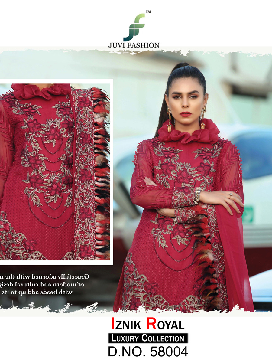 Iznik Royal Luxury Collection By Juvi Fashion 58001 To 58006 Series Pakistani Designer Suits Collection Beautiful Stylish Fancy Colorful Party Wear & Occasional Wear Faux Georgette Dresses At Wholesale Price