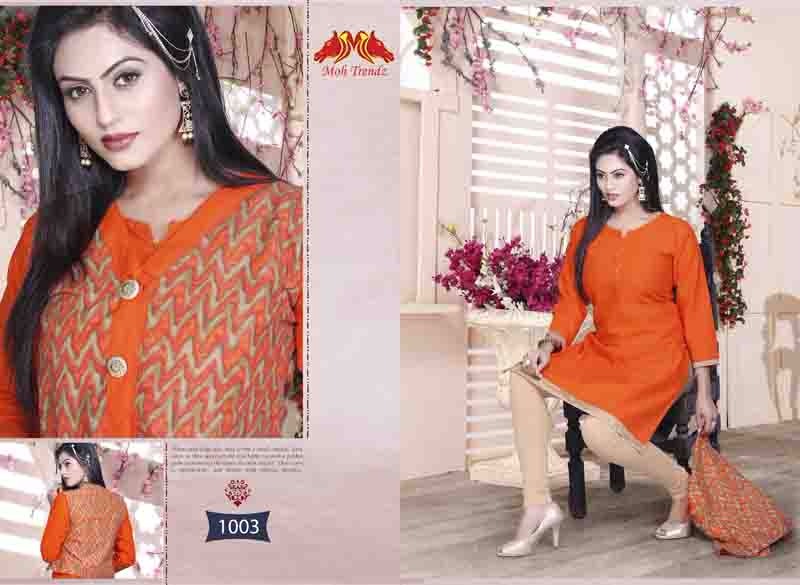 Jackpot By Moh Trendz 1001 To 1012 Series Beautiful Stylish Fancy Colorful Casual Wear & Ethnic Wear Semi Lawn Cotton Printed Kurtis At Wholesale Price