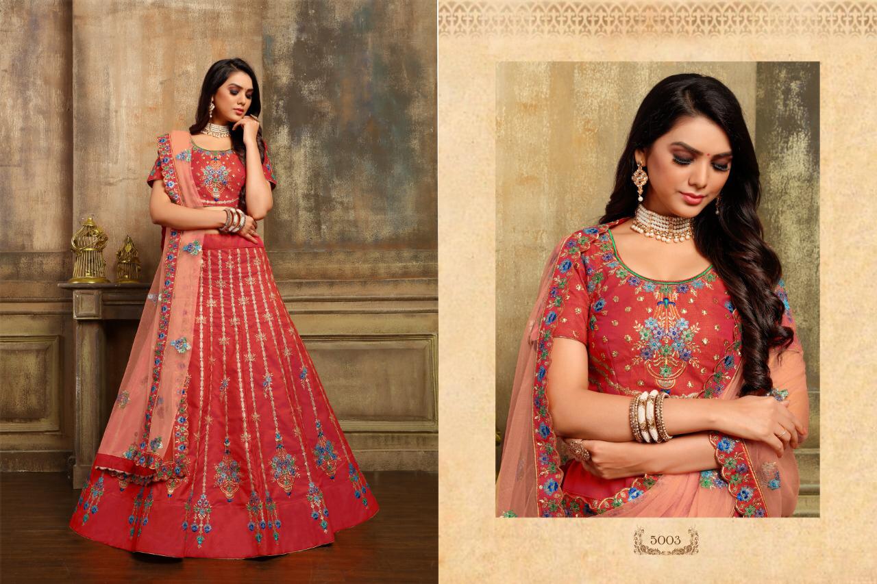 Jannat By Asisa 5001 To 5006 Series Bridal Wear Collection Beautiful Stylish Colorful Fancy Party Wear & Occasional Wear Satin Lehengas At Wholesale Price