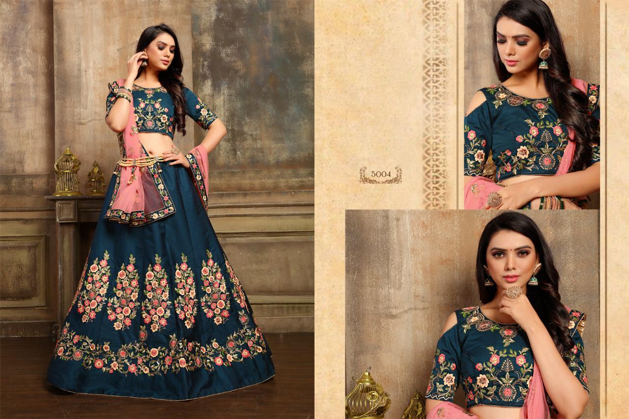 Jannat By Asisa 5001 To 5006 Series Bridal Wear Collection Beautiful Stylish Colorful Fancy Party Wear & Occasional Wear Satin Lehengas At Wholesale Price