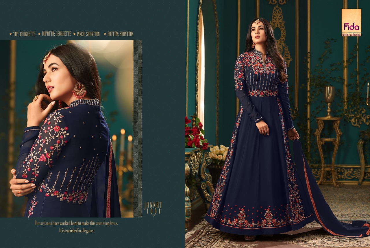 Jannat By Fida 1001 To 1006 Series Designer Wedding Collection Suits Colorful Fancy Beautiful Stylish Party Wear & Occasional Wear Georgette Embroidered Dresses At Wholesale Price