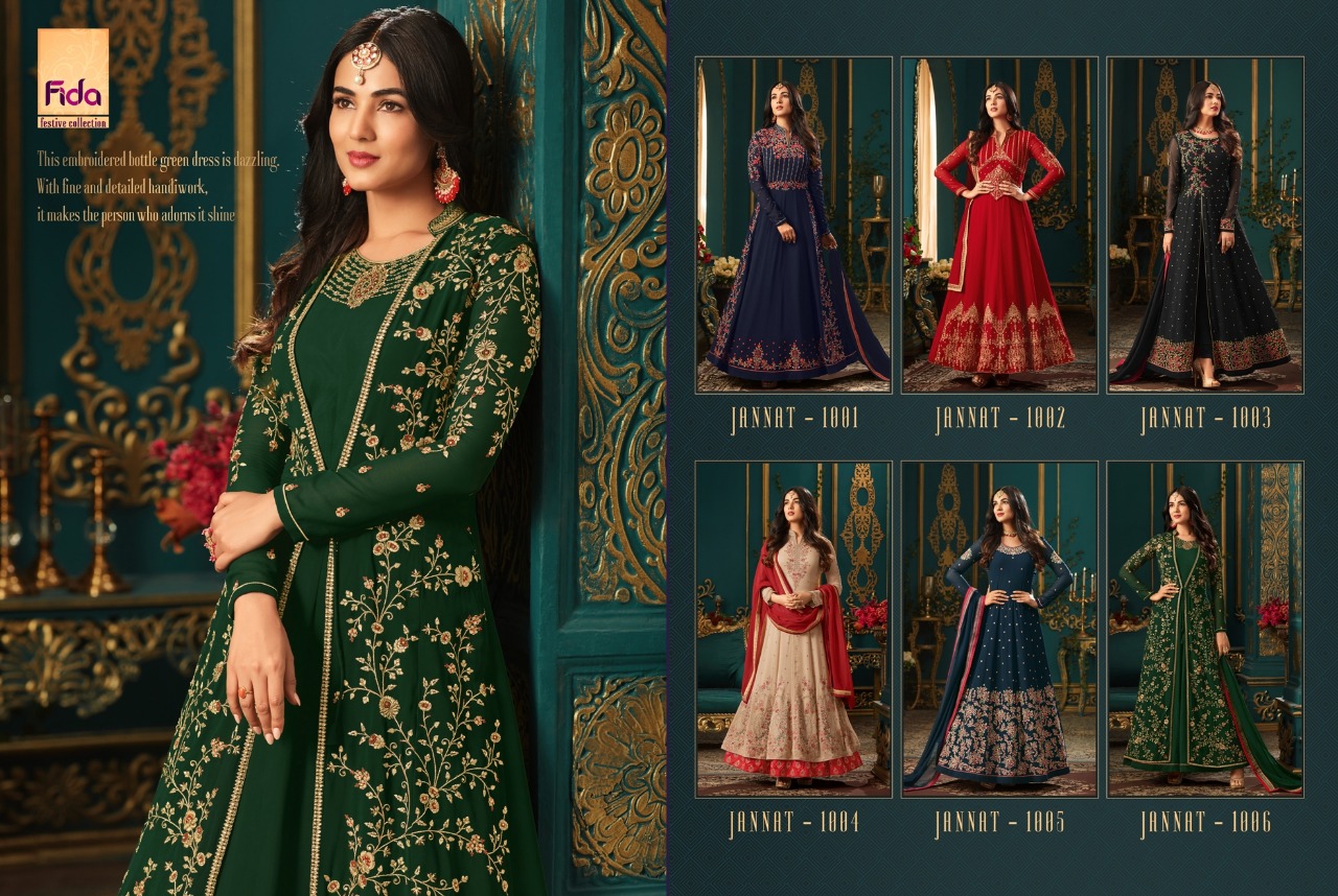 Jannat By Fida 1001 To 1006 Series Designer Wedding Collection Suits Colorful Fancy Beautiful Stylish Party Wear & Occasional Wear Georgette Embroidered Dresses At Wholesale Price