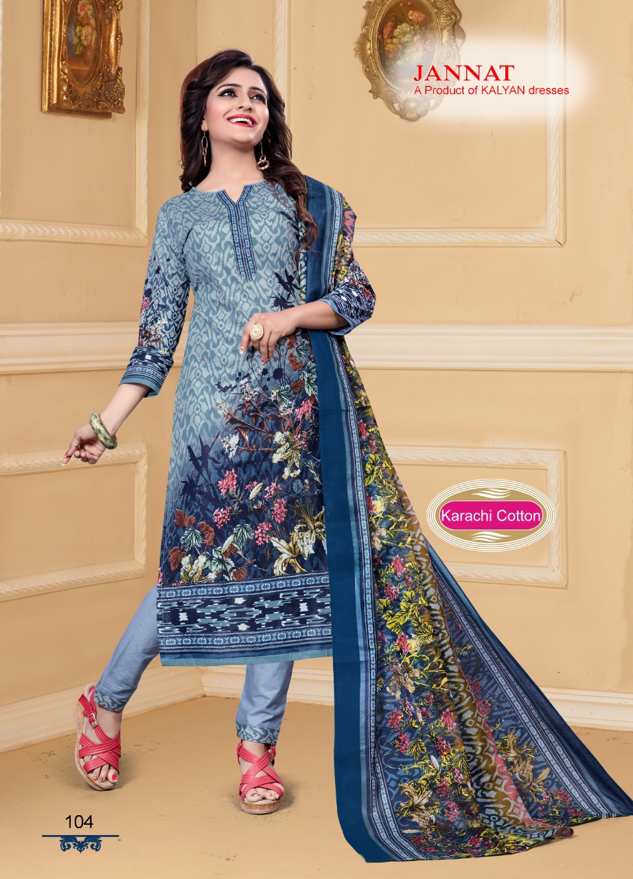 Jannat Vol-1 By Kalyan Prints 101 To 110 Series Indian Traditional Wear Collection Beautiful Stylish Fancy Colorful Party Wear & Occasional Wear Cotton Printed Dress At Wholesale Price