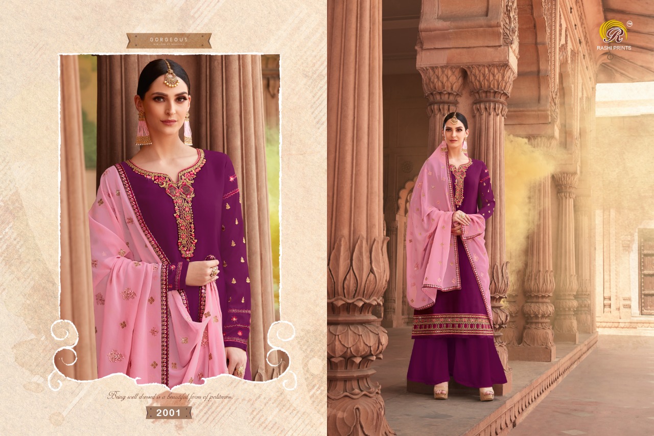 Jannat By Rashi Prints  2001 To 2005 Series Indian Traditional Wear Collection Beautiful Stylish Fancy Colorful Party Wear & Occasional Wear Georgette Sartin With Heavy Work Dresses At Wholesale Price