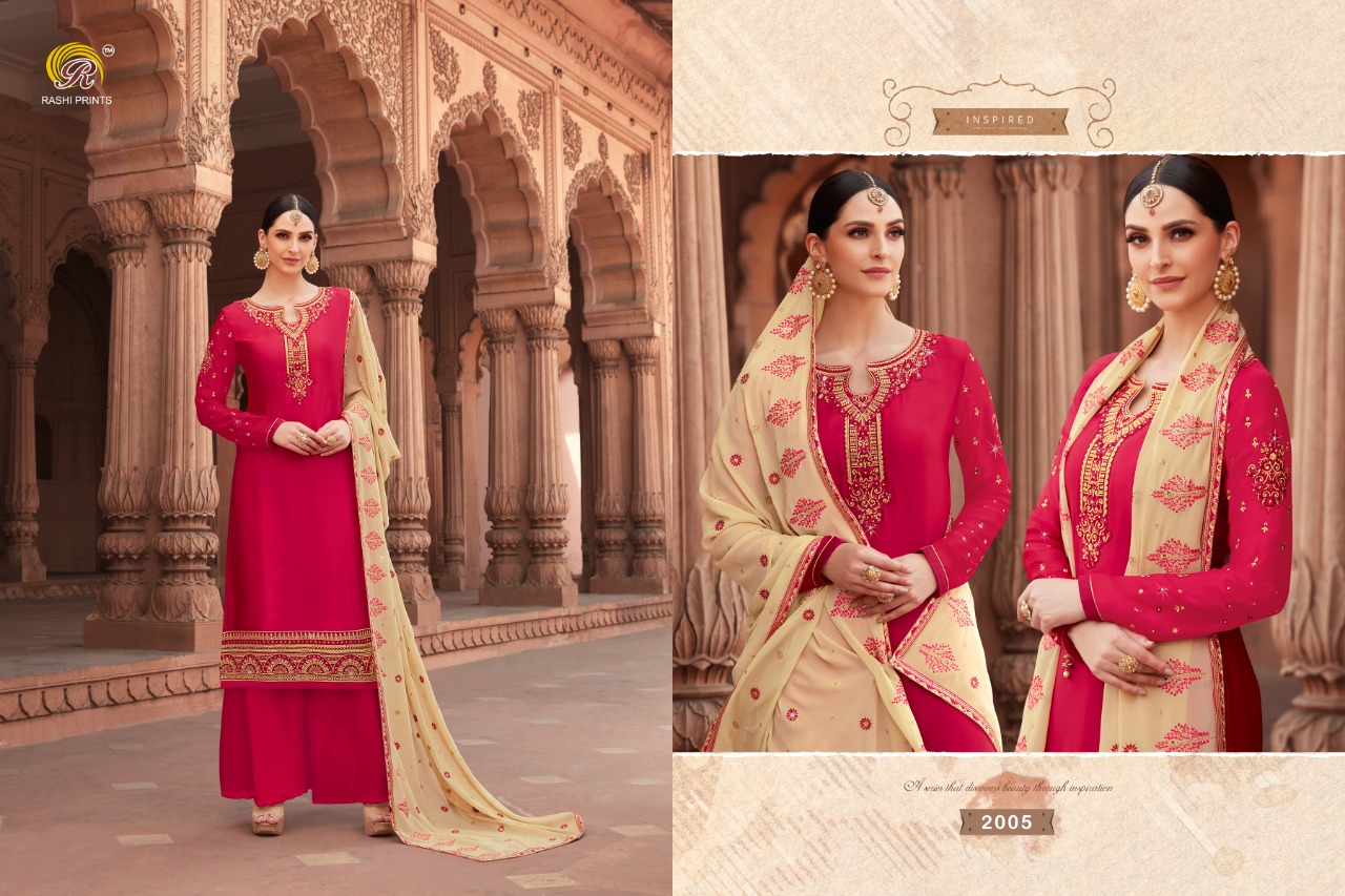 Jannat By Rashi Prints  2001 To 2005 Series Indian Traditional Wear Collection Beautiful Stylish Fancy Colorful Party Wear & Occasional Wear Georgette Sartin With Heavy Work Dresses At Wholesale Price