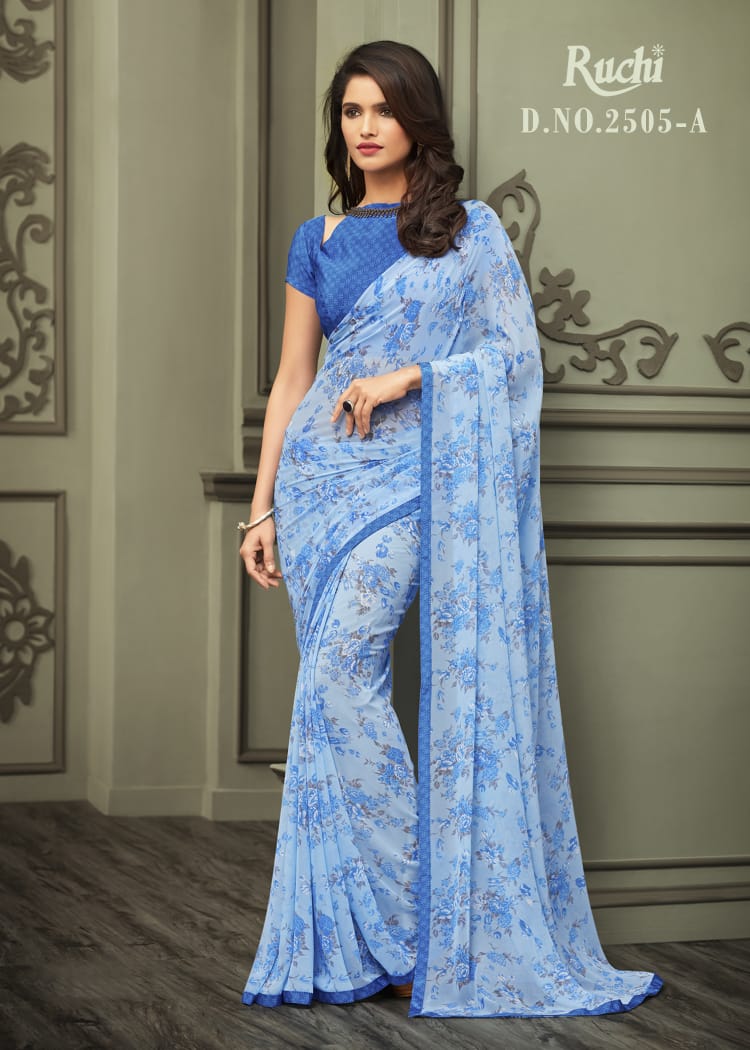 Jasmin 2505 By Ruchi Saree 2505-a To 2505-f Series Designer Beautiful Colorful Stylish Wedding Collection Party Wear & Occasional Wear Georgette Printed Sarees At Wholesale Price
