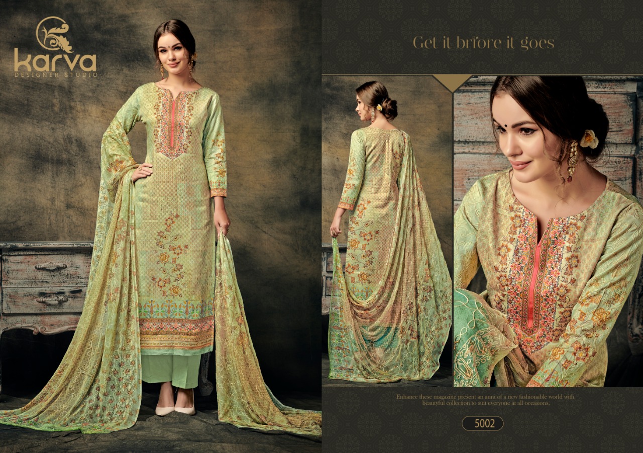 Jazmin By Karva Designer Studio 5001 To 5007 Series Winter Collection Suits Beautiful Suits Stylish Fancy Colorful Winter Wear & Ethnic Wear Collection Pure Pashmina Dresses At Wholesale Price