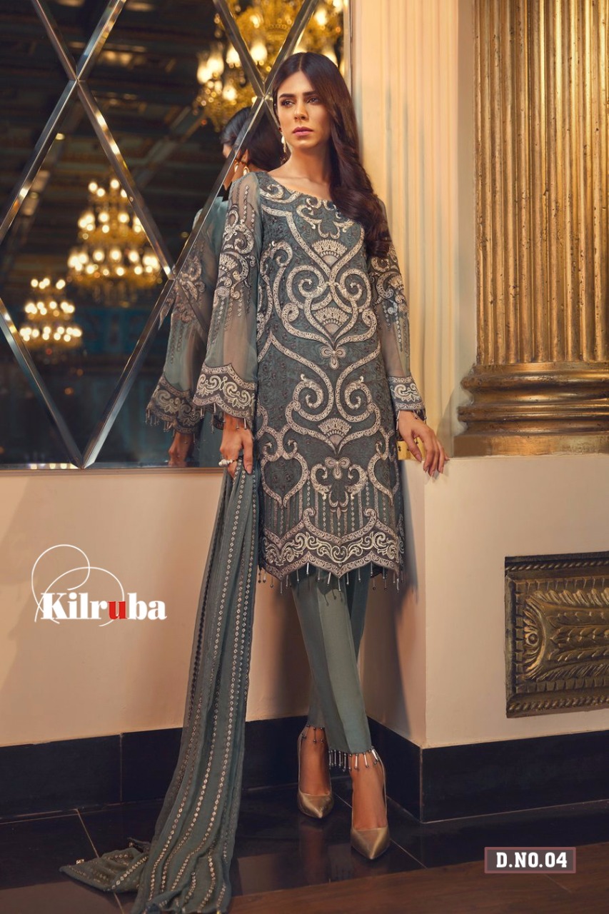 Jazmin Nx Luxury Collection By Kilruba Beautiful Pakistani Suits Collection Stylish Colorful Fancy Party Wear & Occasional Wear Georgette Dresses At Wholesale Price