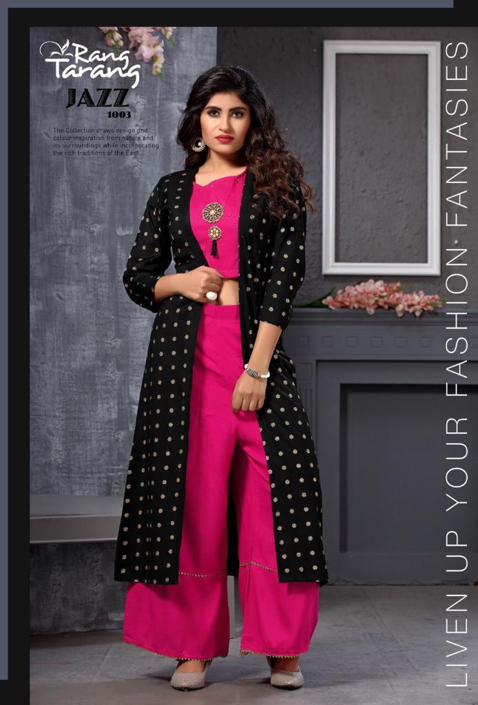 Jazz By Tarang 1001 To 1006 Series Stylish Fancy Beautiful Colorful Casual Wear & Ethnic Wear Rayon Printed Kurtis With Pant At Wholesale Price