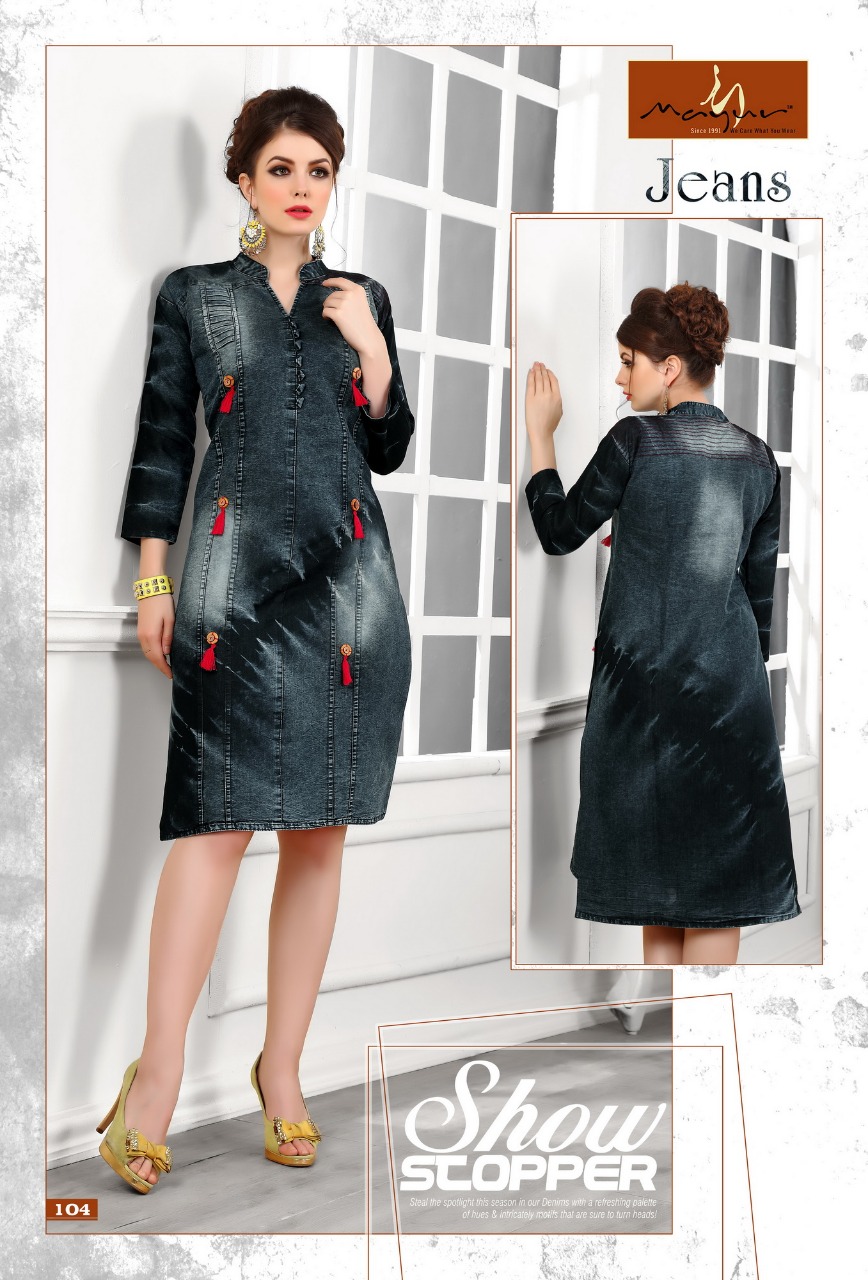 Jeans Vol-1 By Mayur 101 To 108 Series Designer Beautiful Stylish Fancy Colorful Casual Wear & Ethnic Wear Collection Denim Kurtis At Wholesale Price