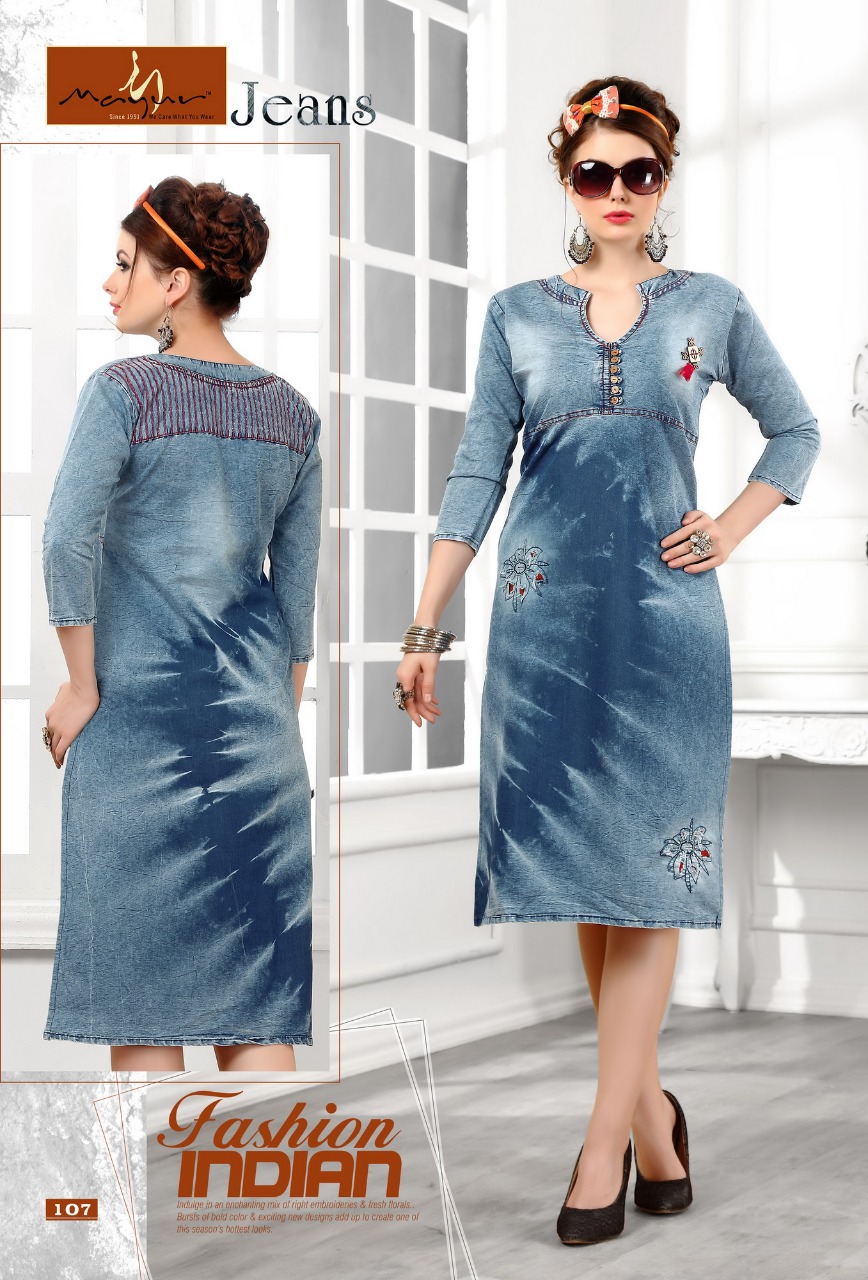 Jeans Vol-1 By Mayur 101 To 108 Series Designer Beautiful Stylish Fancy Colorful Casual Wear & Ethnic Wear Collection Denim Kurtis At Wholesale Price