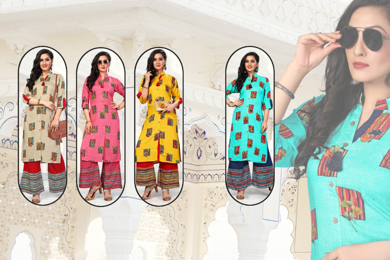 Jelly Belly Vol-1 By Vee Fab 4001 To 4004 Series Beautiful Stylish Colorful Fancy Party Wear & Ethnic Wear & Ready To Wear Rayon Kurtis With Bottom At Wholesale Price