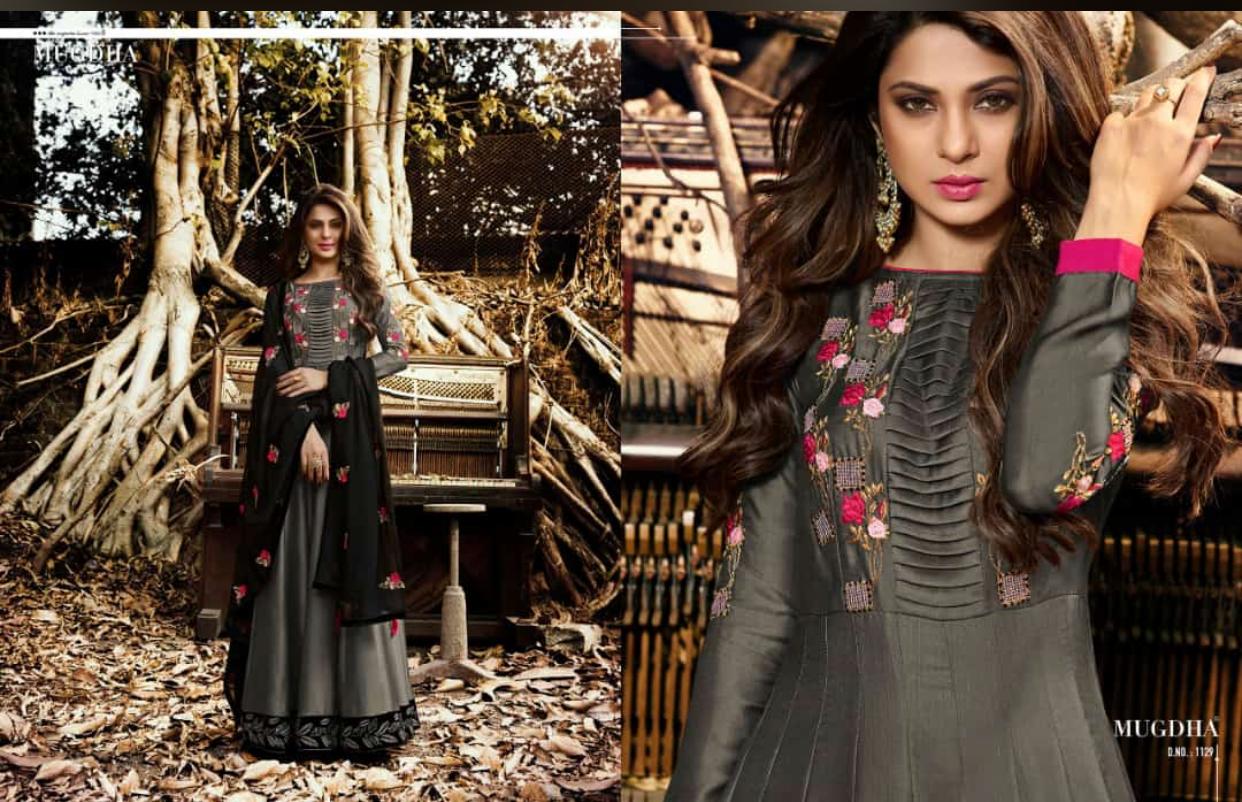 Jennifer Vol-3 By Mugdha 1129 To 1136 Series Designer Beautiful Stylish Fancy Colorful Collection Party Wear & Occasional Wear Satin Silk/ Slub Embroidered Dresses At Wholesale Price