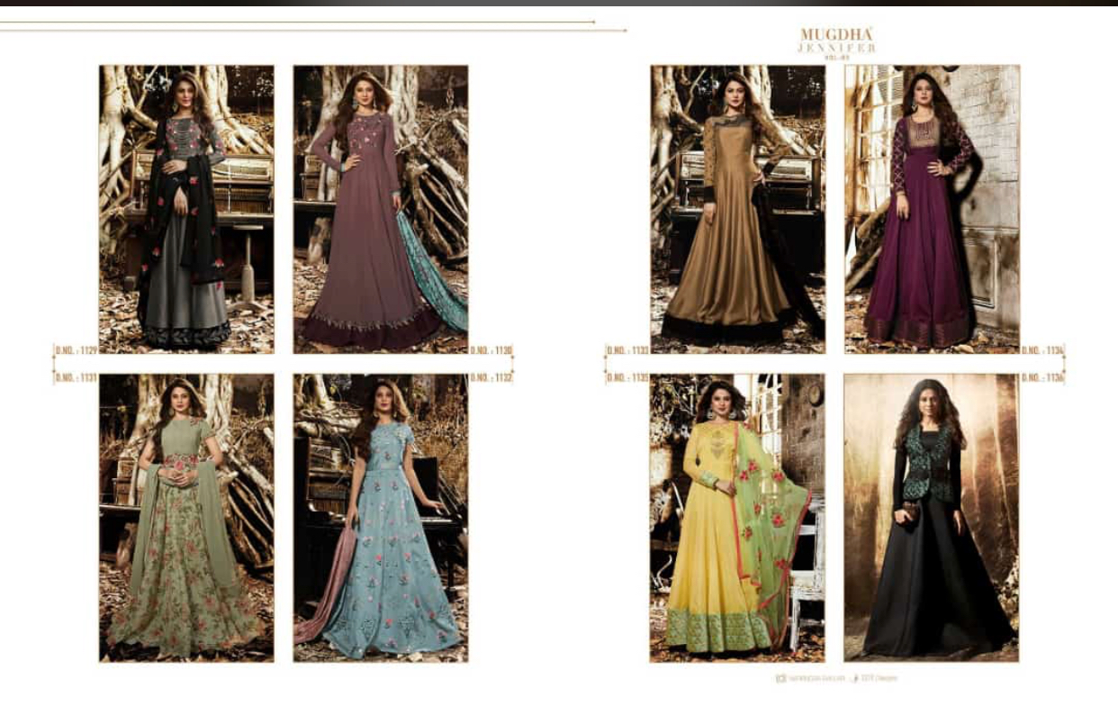 Jennifer Vol-3 By Mugdha 1129 To 1136 Series Designer Beautiful Stylish Fancy Colorful Collection Party Wear & Occasional Wear Satin Silk/ Slub Embroidered Dresses At Wholesale Price