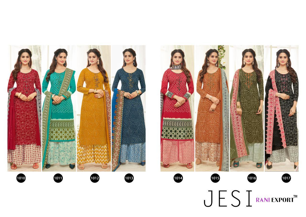 Jesi By Rani Exports 1010 To 1017 Series Indian Traditional Wear Collection Beautiful Stylish Fancy Colorful Party Wear & Occasional Wear Pure Cotton Lawn Bandhni Print With Embroidery Work Dresses At Wholesale Price
