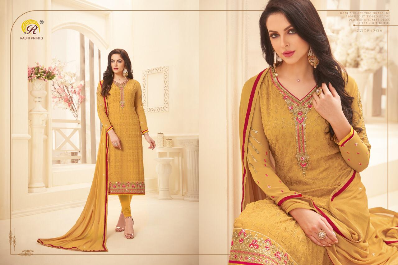 Jhalak By Rashi Prints 301 To 308 Series Designer Festive Suits Collection Beautiful Stylish Fancy Colorful Party Wear & Occasional Wear Satin Georgette Dresses At Wholesale Price