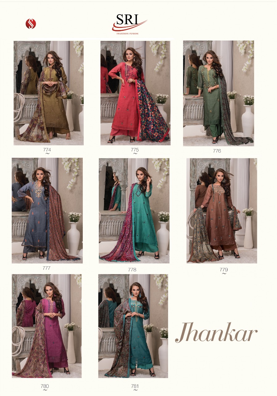 Jhankar By Sri 774 To 781 Series Beautiful Collection Suits Stylish Fancy Colorful Party Wear & Ethnic Wear Fine Cotton Munga Embroidered Dresses At Wholesale Price