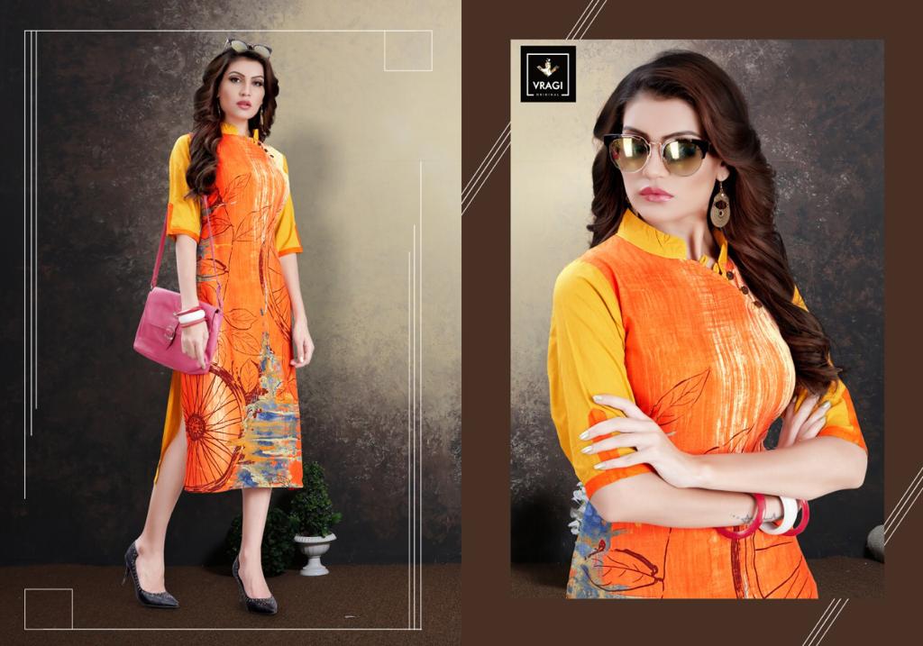 Jhanvi By Vragi 01 To 08 Series Beautiful Colorful Stylish Fancy Casual Wear & Ethnic Wear & Ready To Wear Heavy Rayon Printed Kurtis At Wholesale Price