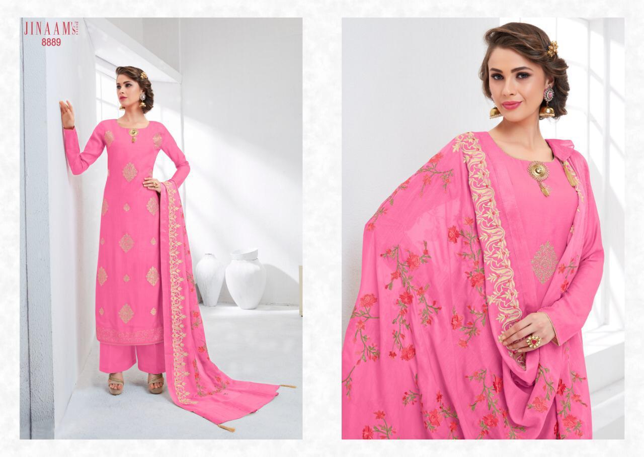 Jinaams Eidi Collection By Jinaam Dresses 8887 To 8894 Series Designer Suits Beautiful Stylish Fancy Colorful Party Wear & Ethnic Wear Cotton Silk With Embroidery Dresses At Wholesale Price