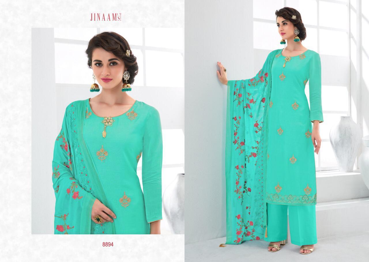 Jinaams Eidi Collection By Jinaam Dresses 8887 To 8894 Series Designer Suits Beautiful Stylish Fancy Colorful Party Wear & Ethnic Wear Cotton Silk With Embroidery Dresses At Wholesale Price