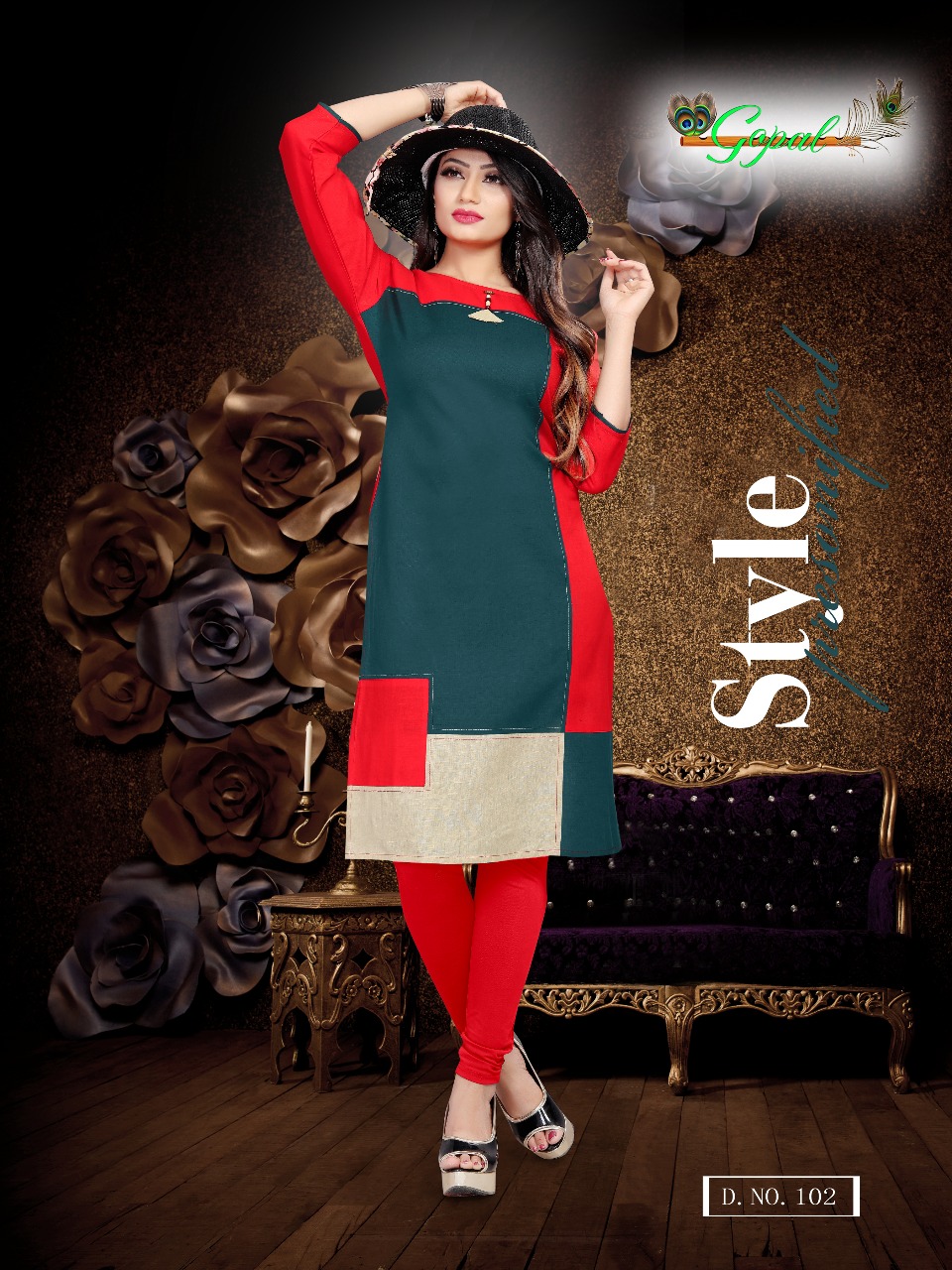 Jinaam Vol-1 By Gopal  101 To 108 Series Beautiful Colorful Stylish Fancy Party Wear & Ethnic Wear & Ready To Heavy Cotton Flex Kurtis At Wholesale Price