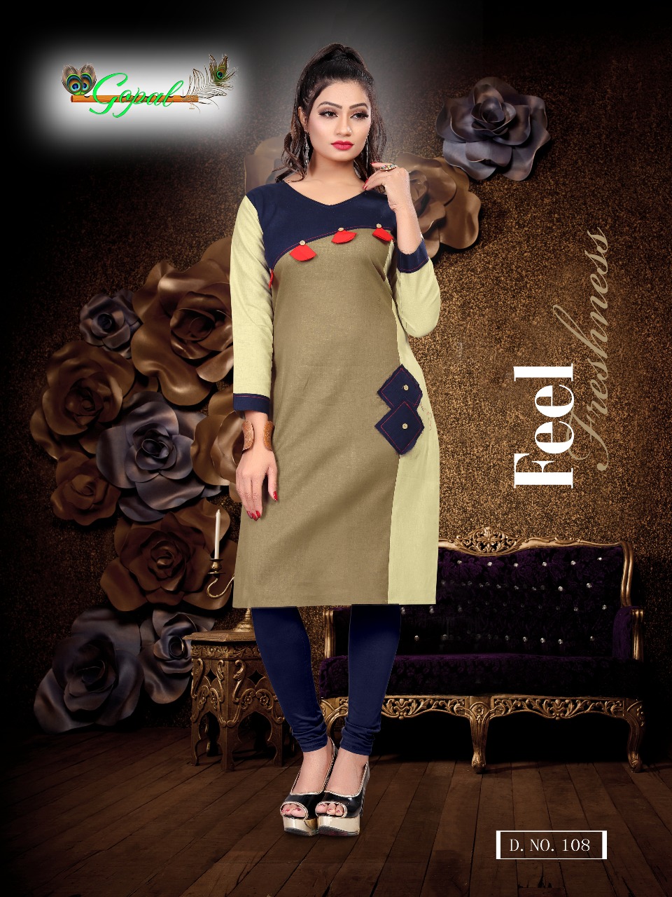 Jinaam Vol-1 By Gopal  101 To 108 Series Beautiful Colorful Stylish Fancy Party Wear & Ethnic Wear & Ready To Heavy Cotton Flex Kurtis At Wholesale Price