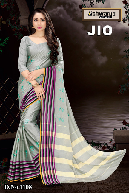 Jio By Aishwarya Cottons 1107 To 1116 Series Beautiful Stylish Fancy Colorful Traditional Collection Party Wear & Ethnic Wear Pure Cotton Silk Printed Sarees At Wholesale Price