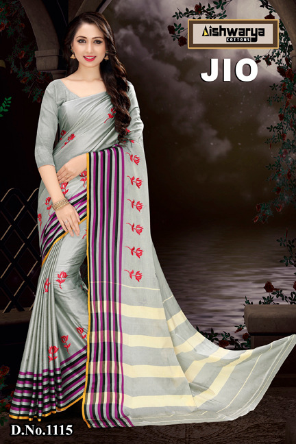 Jio By Aishwarya Cottons 1107 To 1116 Series Beautiful Stylish Fancy Colorful Traditional Collection Party Wear & Ethnic Wear Pure Cotton Silk Printed Sarees At Wholesale Price