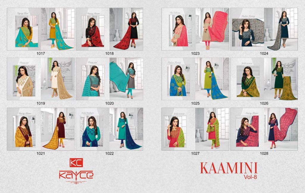 Kaamini Vol-8 By Kayce Trendz 1017 To 1028 Series Beautiful Suits Colorful Stylish Fancy Casual Wear & Ethnic Wear Cotton Flex With Work Dresses At Wholesale Price