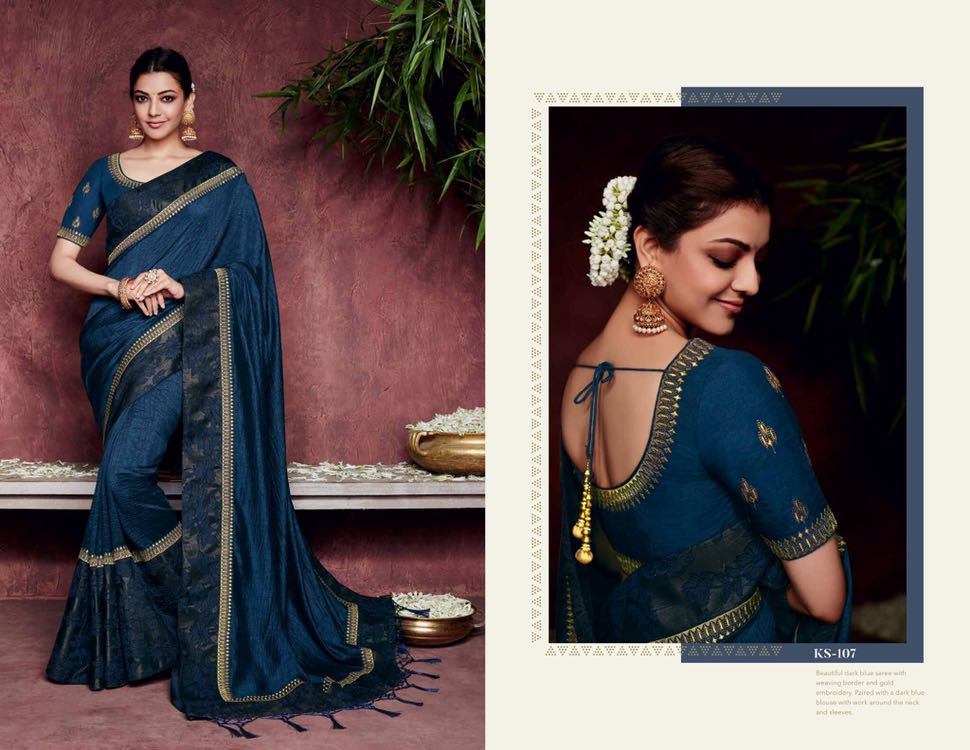 Kajal Sarees By Kimora Fashion 101 To 118 Series Indian Traditional Wear Collection Beautiful Stylish Fancy Colorful Party Wear & Occasional Wear Fancy Embroidered Sarees At Wholesale Price
