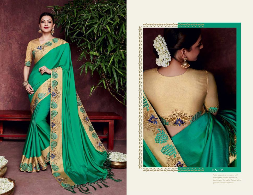 Kajal Sarees By Kimora Fashion 101 To 118 Series Indian Traditional Wear Collection Beautiful Stylish Fancy Colorful Party Wear & Occasional Wear Fancy Embroidered Sarees At Wholesale Price
