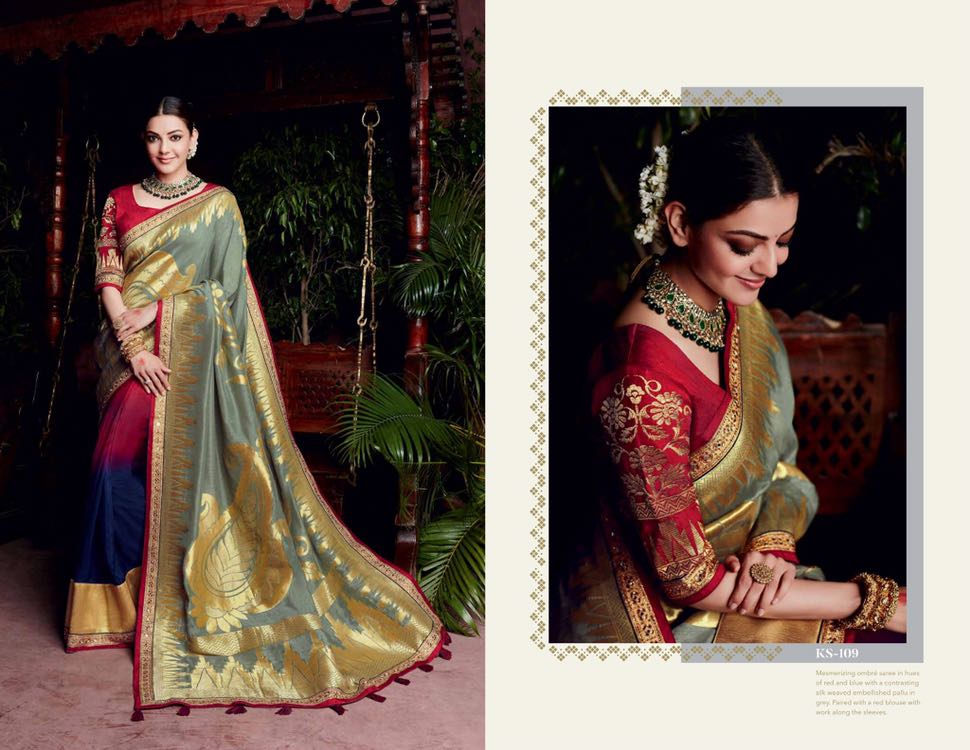 Kajal Sarees By Kimora Fashion 101 To 118 Series Indian Traditional Wear Collection Beautiful Stylish Fancy Colorful Party Wear & Occasional Wear Fancy Embroidered Sarees At Wholesale Price