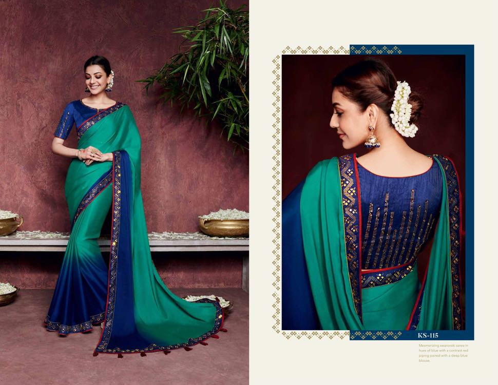 Kajal Sarees By Kimora Fashion 101 To 118 Series Indian Traditional Wear Collection Beautiful Stylish Fancy Colorful Party Wear & Occasional Wear Fancy Embroidered Sarees At Wholesale Price