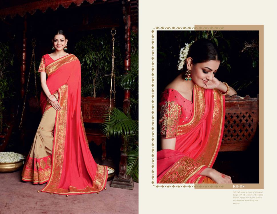 Kajal Sarees By Kimora Fashion 101 To 118 Series Indian Traditional Wear Collection Beautiful Stylish Fancy Colorful Party Wear & Occasional Wear Fancy Embroidered Sarees At Wholesale Price