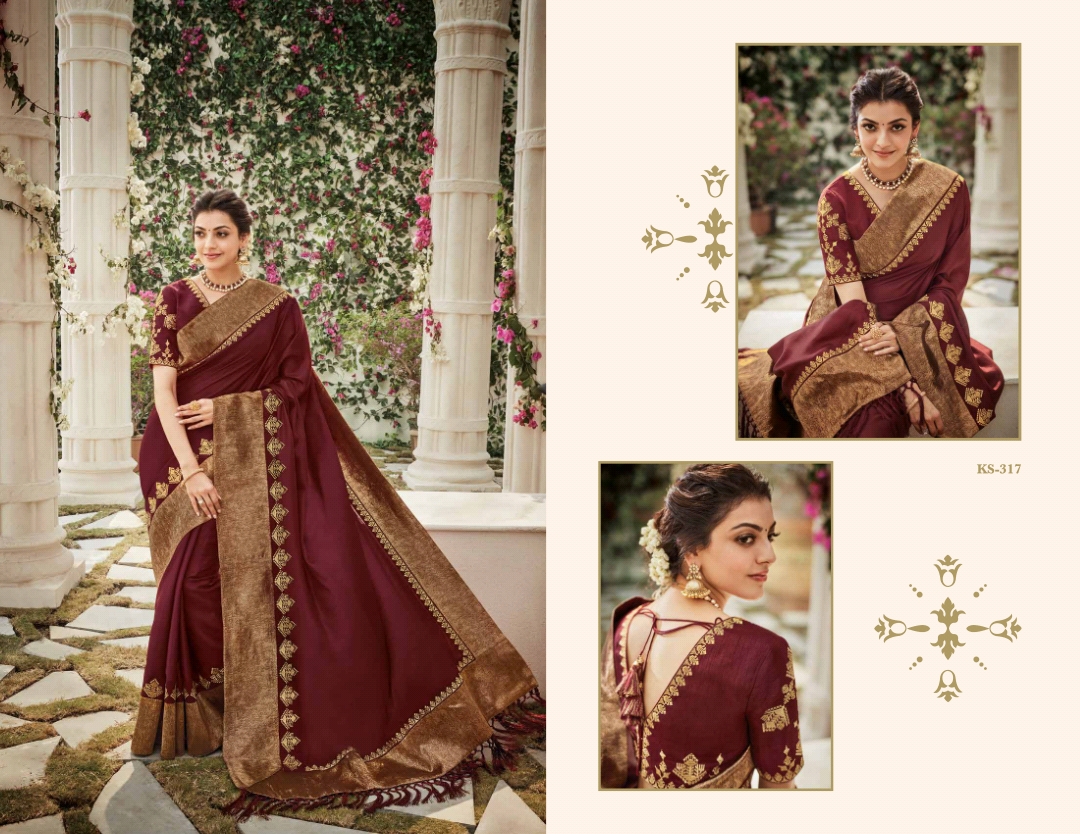 Kajol Collection By Kajol Fashion 301 To 318 Series Indian Traditional Wear Collection Beautiful Stylish Fancy Colorful Party Wear & Occasional Wear Pure Banarasi Silk Sarees At Wholesale Price