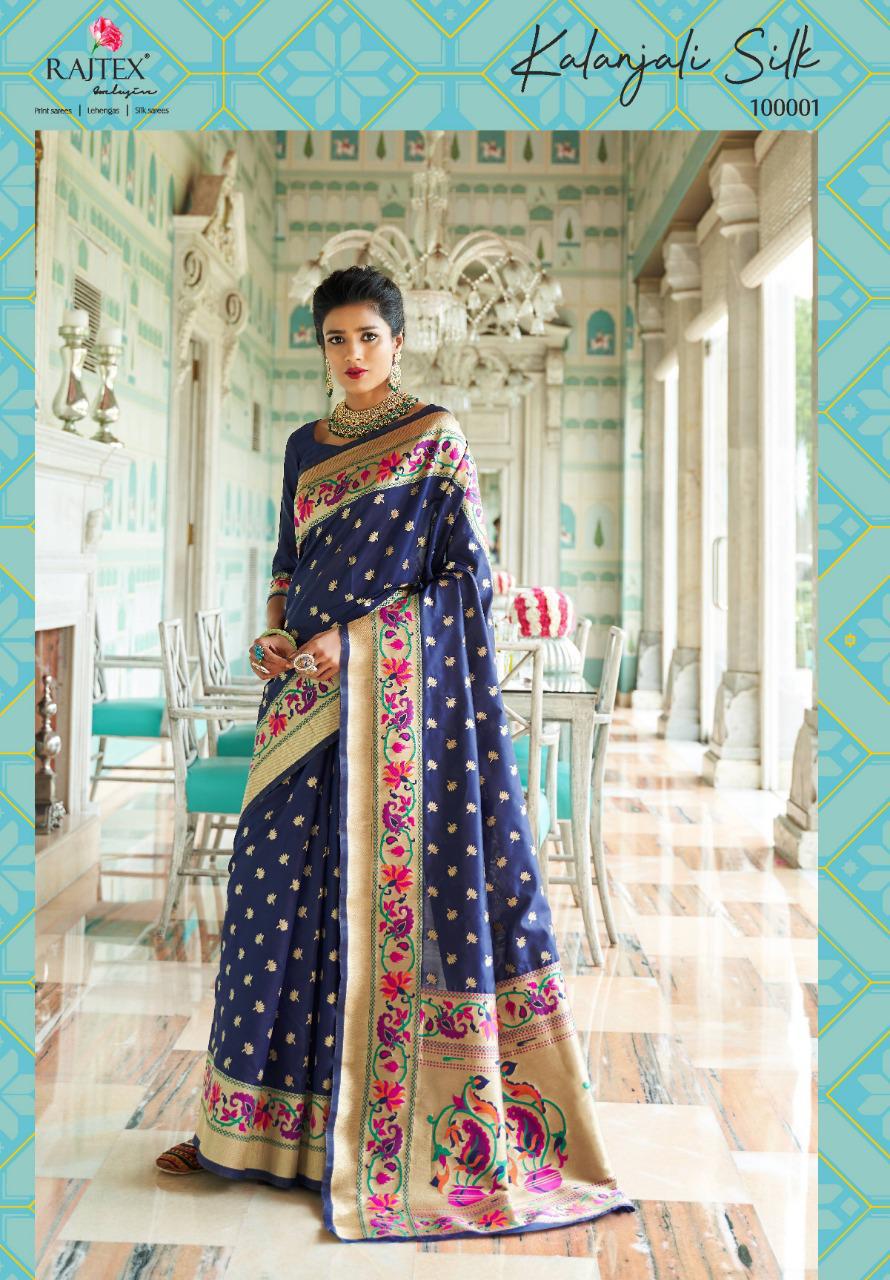 Kalanjali Silk By Raj Tex 100001 To 100006 Series Indian Traditional Wear Collection Beautiful Stylish Fancy Colorful Party Wear & Occasional Wear Handloom Weaving Silk Sarees At Wholesale Price