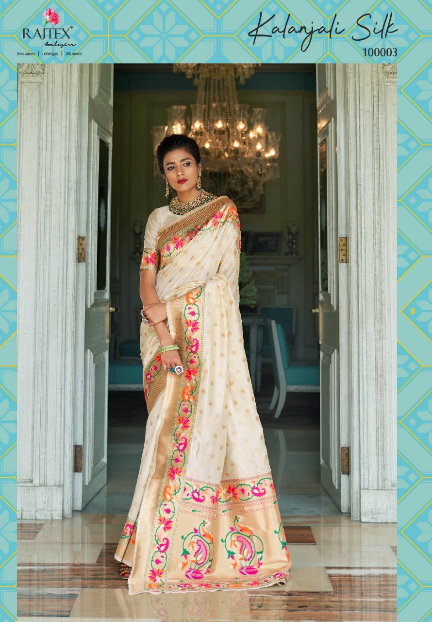 Kalanjali Silk By Raj Tex 100001 To 100006 Series Indian Traditional Wear Collection Beautiful Stylish Fancy Colorful Party Wear & Occasional Wear Handloom Weaving Silk Sarees At Wholesale Price