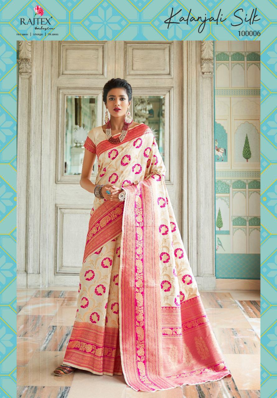 Kalanjali Silk By Raj Tex 100001 To 100006 Series Indian Traditional Wear Collection Beautiful Stylish Fancy Colorful Party Wear & Occasional Wear Handloom Weaving Silk Sarees At Wholesale Price