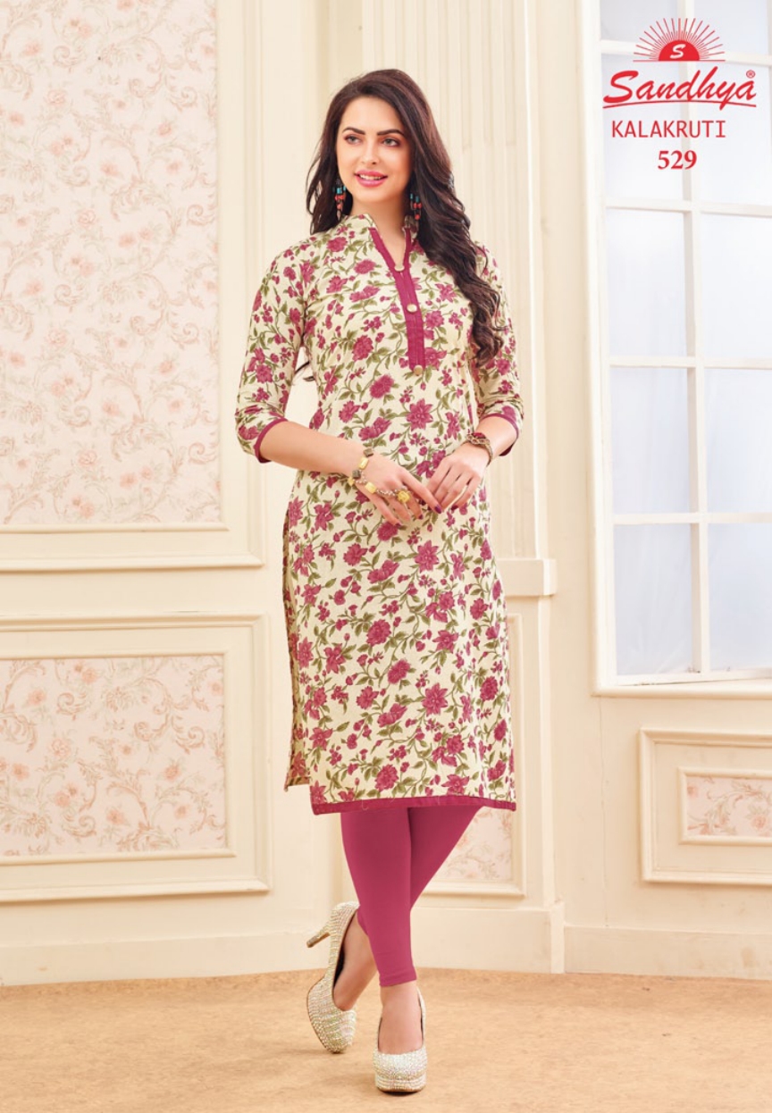 Kalakruti Vol-16 By Sandhya 521 To 540 Series Beautiful Colorful Stylish Fancy Casual Wear & Ethnic Wear & Ready To Wear Heavy Cotton Printed Kurtis At Wholesale Price