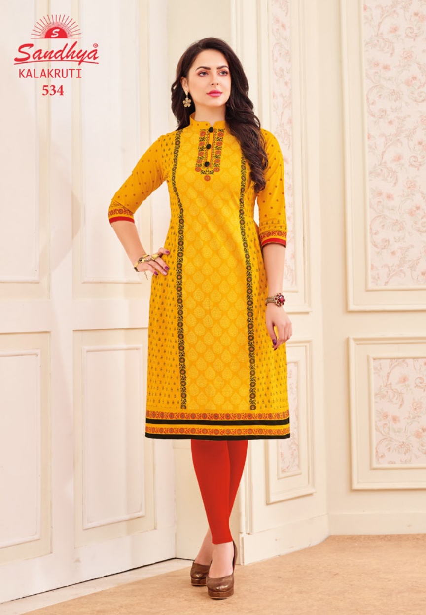 Kalakruti  By Sandhya Kurtis 521 To 540 Series Beautiful Stylish Colorful Fancy Ethnic Wear & Casual Wear Cotton Print Kurtis At Wholesale Price