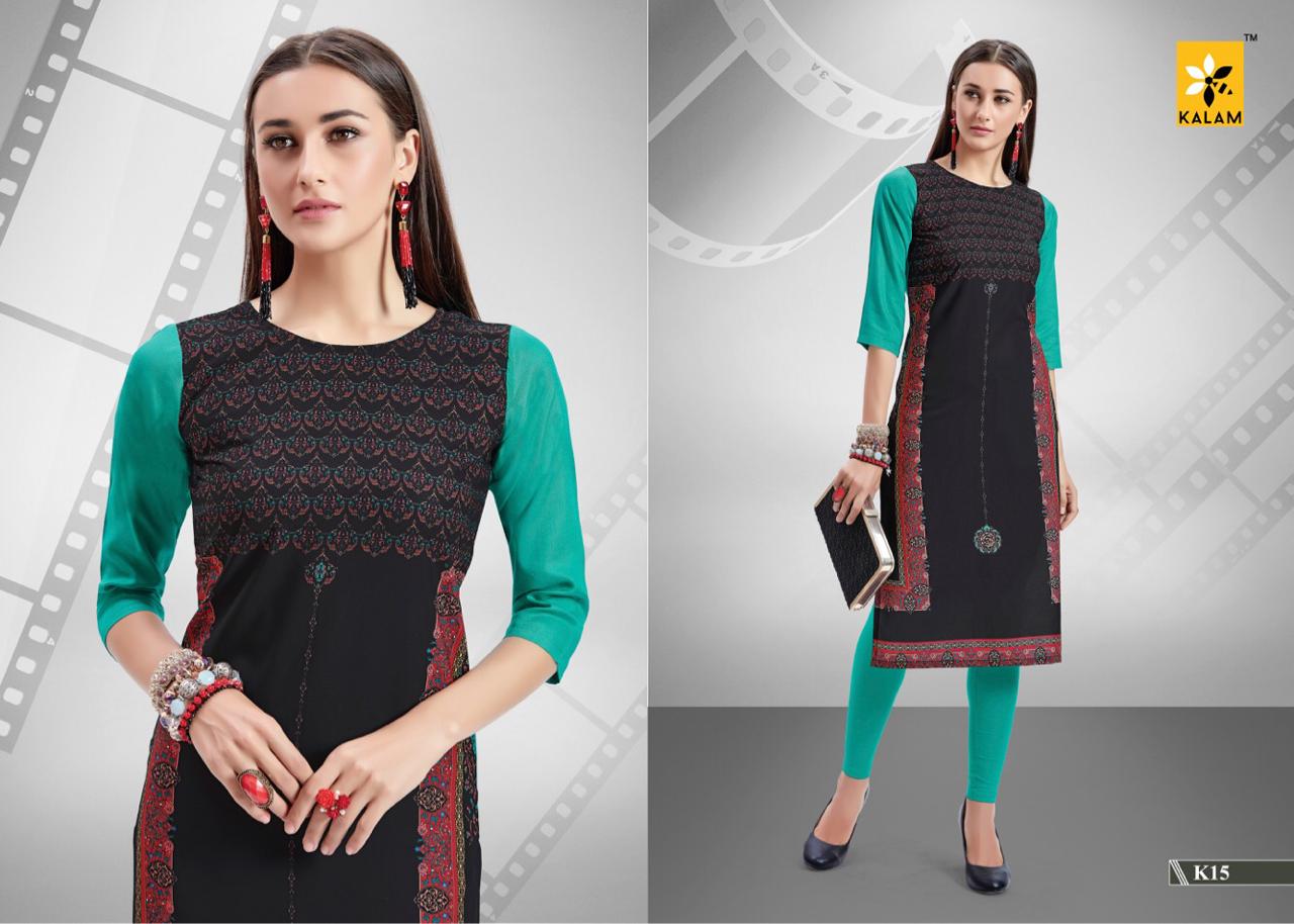 Kalam Vol-2 By Kalam 09 To 18 Series Beautiful Colorful Stylish Fancy Casual Wear & Ethnic Wear & Ready To Wear Rayon Cotton Printed Kurtis At Wholesale Price