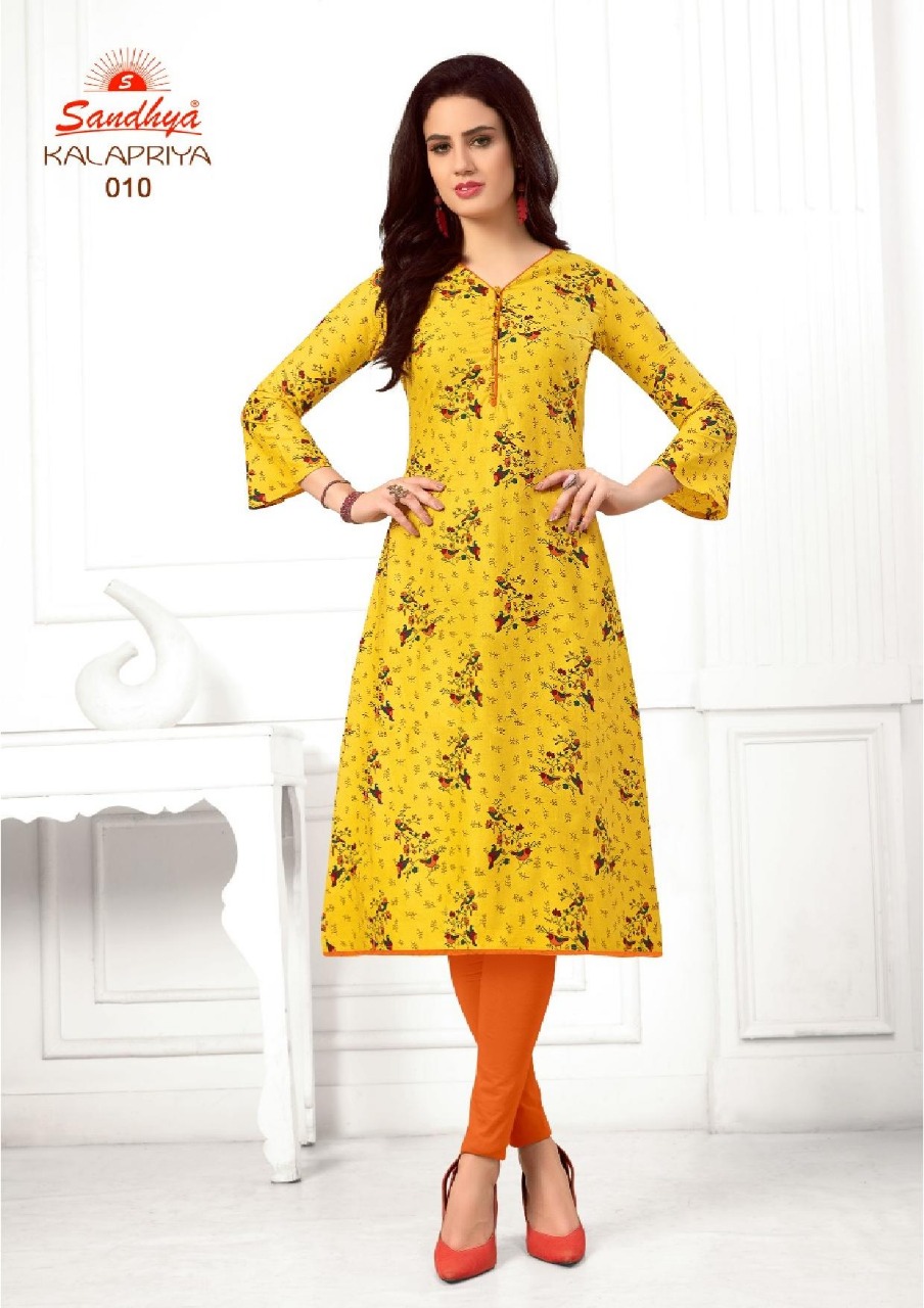 Kalapriya By Sandhya 001 To 012 Series Beautiful Stylish Fancy Colorful Casual Wear & Ethnic Wear & Ready To Wear Cotton Printed Kurtis At Wholesale Price