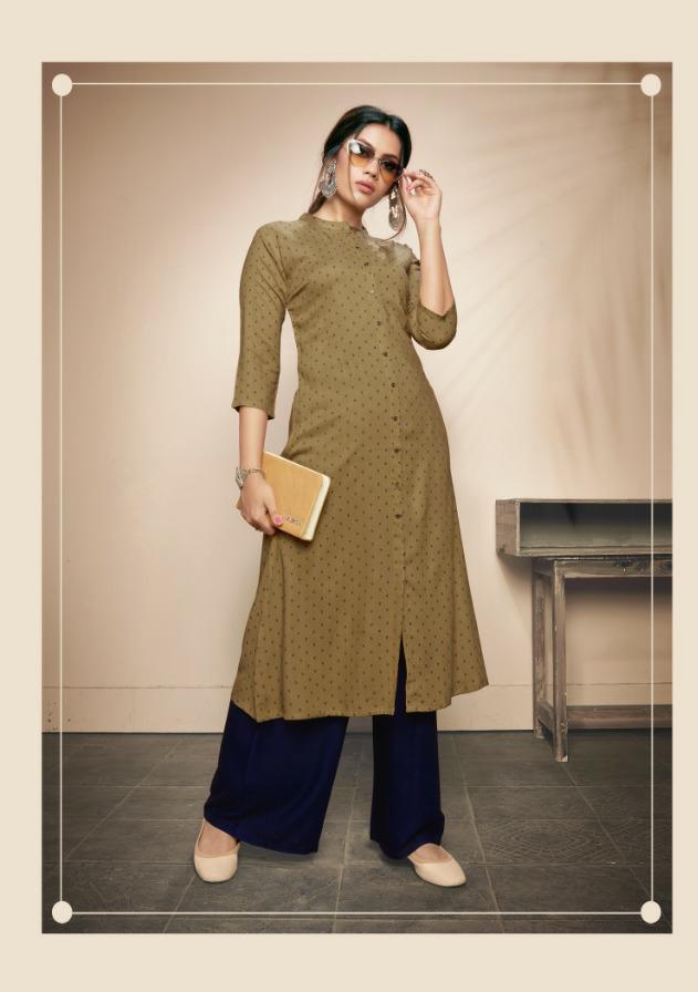 Kalariya By Gallberry Beautiful Designer Colorful Stylish Fancy Casual Wear & Ethnic Wear & Ready To Wear Heavy Rayon Liquid Two Tone Jacqaurd Butti Kurtis With Bottom At Wholesale Price