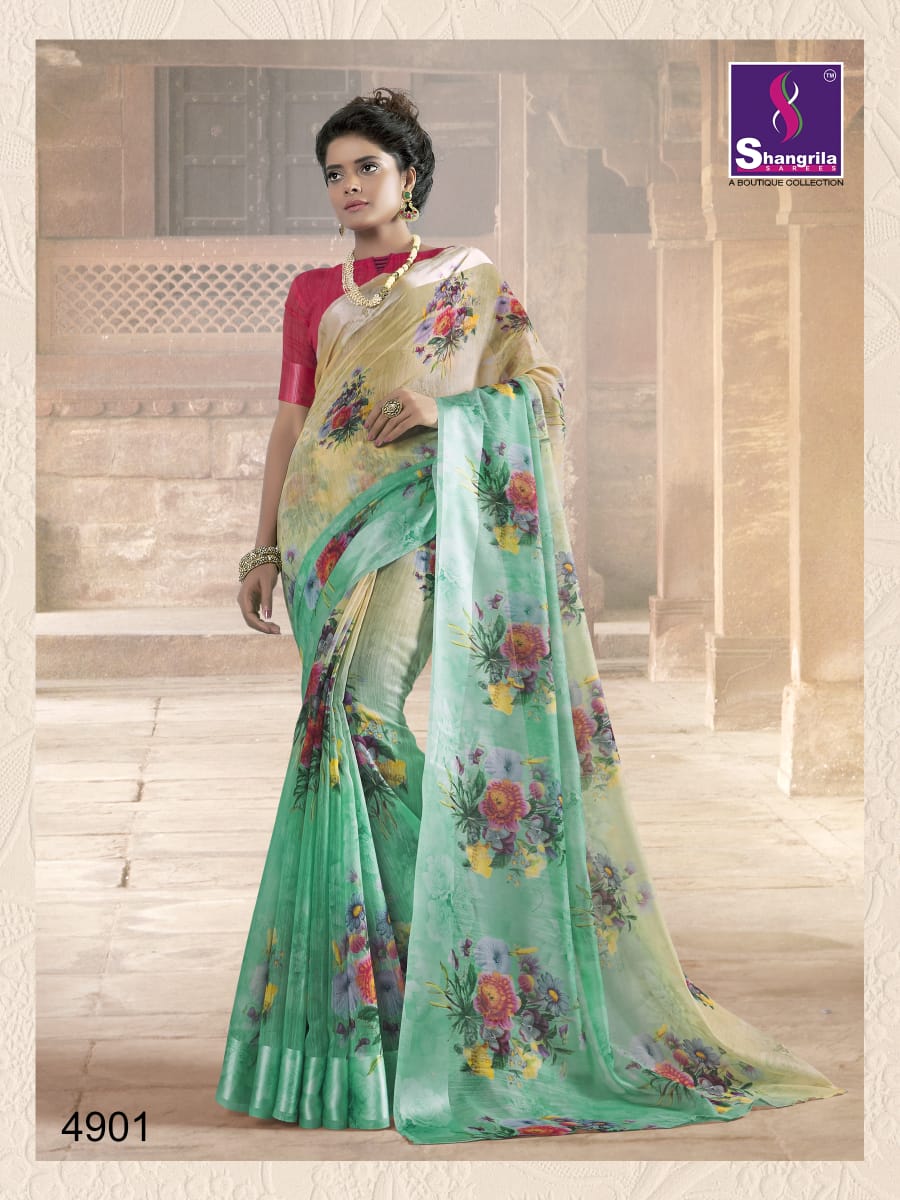 Kanchana Cotton Vol-19 By Shangrila 4901 To 4912 Series Indian Traditional Wear Collection Beautiful Stylish Fancy Colorful Party Wear & Occasional Wear Linen Cotton Printed Sarees At Wholesale Price