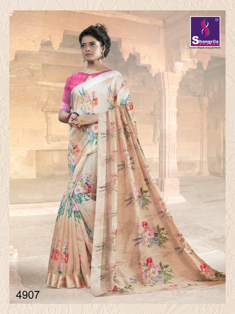Kanchana Cotton Vol-19 By Shangrila 4901 To 4912 Series Indian Traditional Wear Collection Beautiful Stylish Fancy Colorful Party Wear & Occasional Wear Linen Cotton Printed Sarees At Wholesale Price