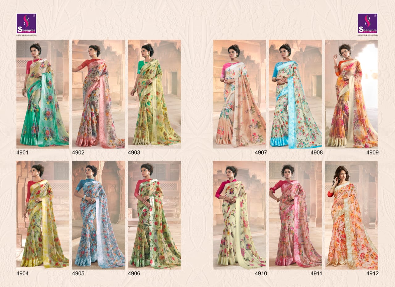 Kanchana Cotton Vol-19 By Shangrila 4901 To 4912 Series Indian Traditional Wear Collection Beautiful Stylish Fancy Colorful Party Wear & Occasional Wear Linen Cotton Printed Sarees At Wholesale Price